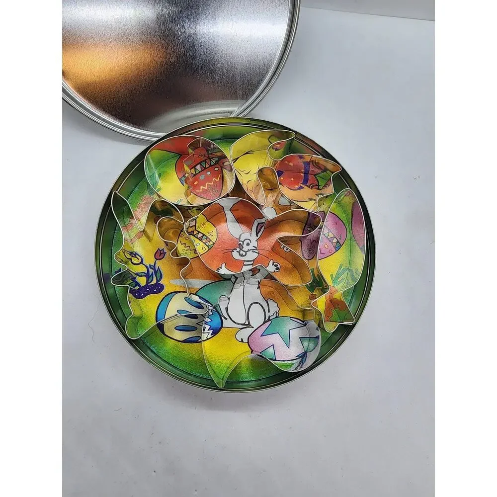 Easter Metal Mini Cookie Cutters Set Of 6 With Tin Bunny Eggs Animal Shapes